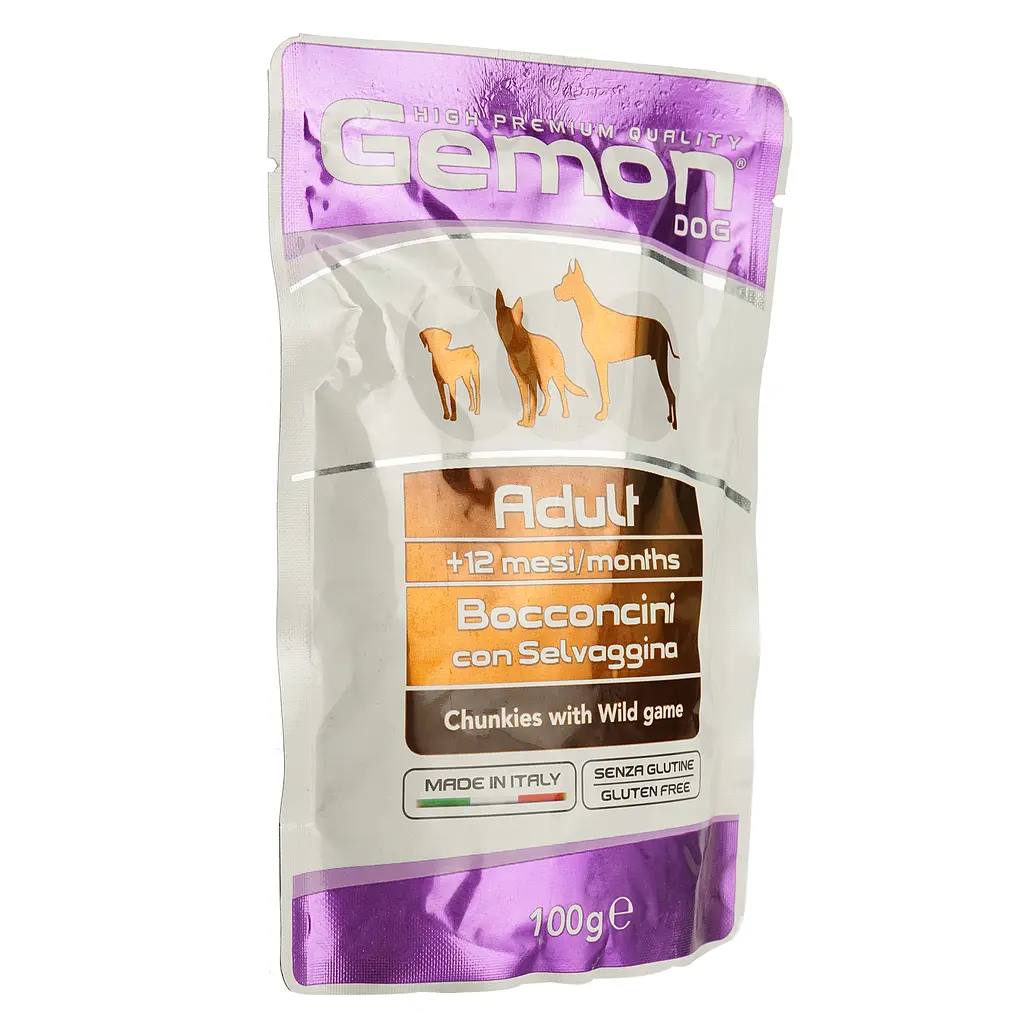 Влажный корм Gemon Dog Wet Adult кусочки с мясом диких животных, 100 г (70300629) - фото 2
