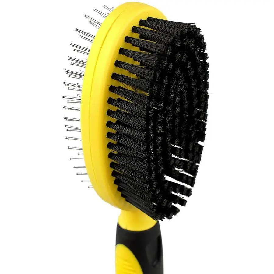 Щітка для собак і котів Bronzedog масажна двостороння з кутовими зубцями 20.5х5.5 см - фото 2