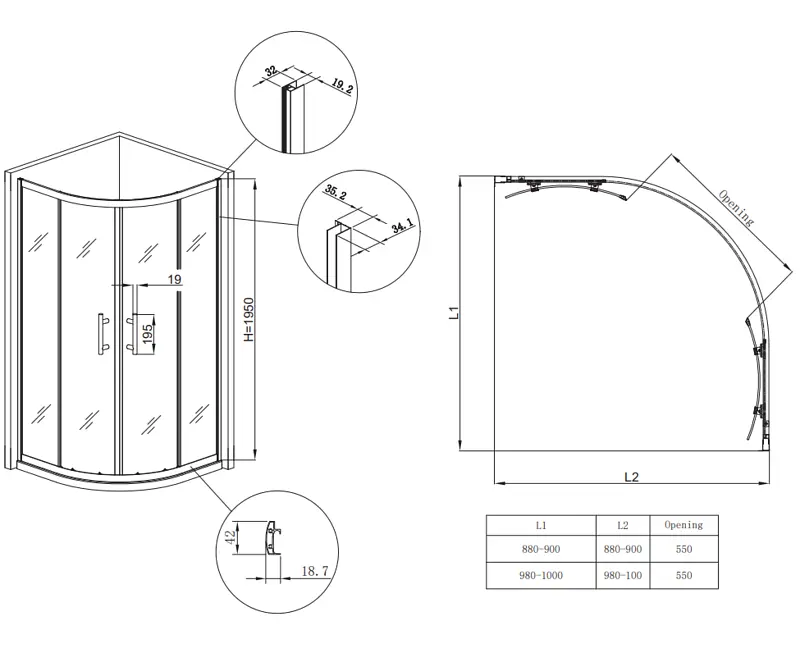 Душова кабіна без піддону Koer SR SC04-90x90x195-TR-07 прозоре скло Easy Clean 5 мм, graphite KR5362, Універсальна, прозорий, графіт - фото 9