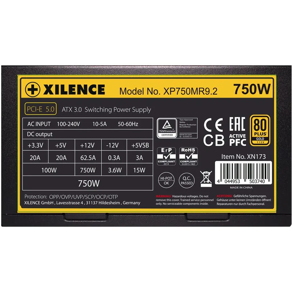 БП 750W Xilence XP750MR9.2 Performance X+ ATX 3.0 80+ Gold, 140mm, Semi-Modular, Retail Box (XP750MR9.2) - фото 6