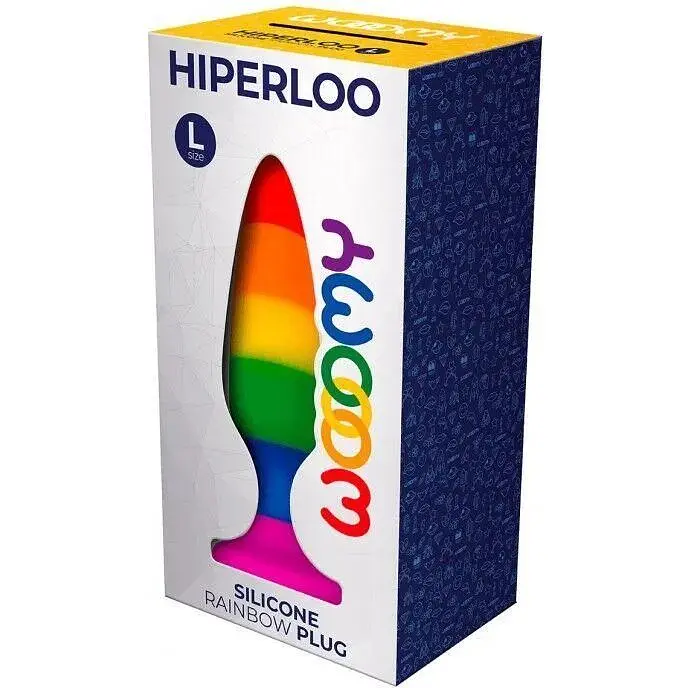 Силіконова анальна пробка Wooomy Hiperloo Silicone Rainbow Plug L діаметр 3.9 см довжина 13.1 см - фото 3