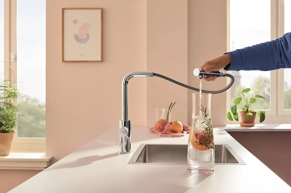 Змішувач для кухні з підключенням питної води з висувним виливом Grohe Blue Pure Minta 30601000 Хром - фото 4