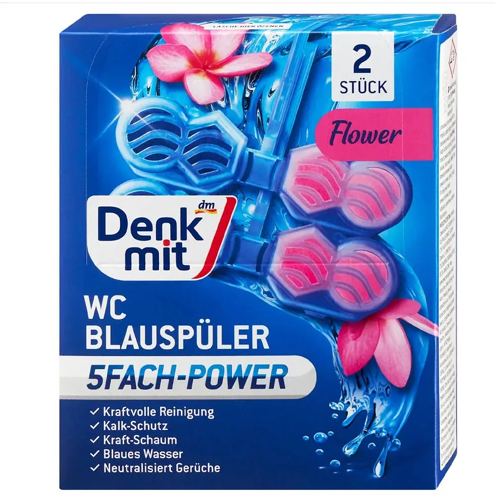 Туалетний WC блок для унітазу DenkMit Flower, 2-ві упаковки по 2 шт.