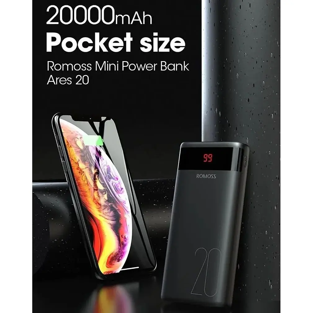 Павербанк Romoss 20000 mAh Ares20 чорний (PAS20-102-2135H)  - фото 7
