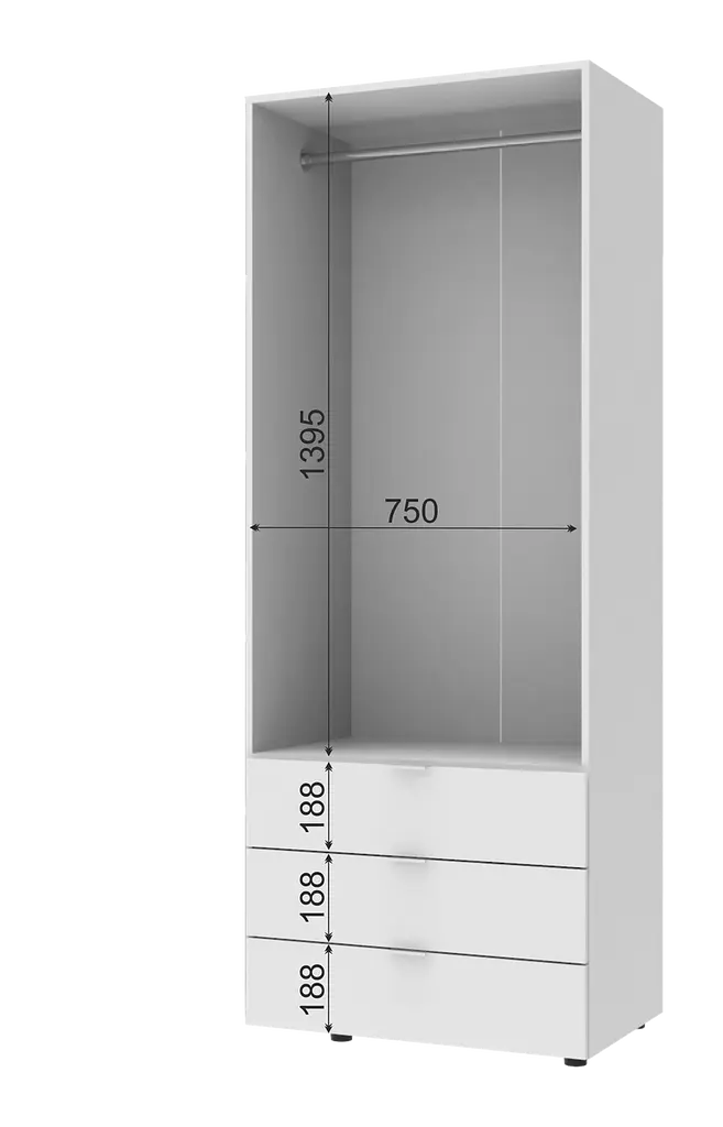 Шафа для одягу Doros Гелар розпашна комплект 2+3 ДСП 193,7х49,5х203,4 Білий (42002116) - фото 5