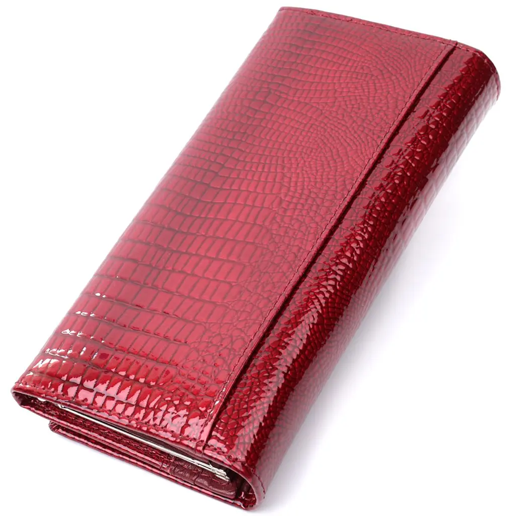 Гаманець для жінок із натуральної лакованої шкіри ST Leather 22680 червоний - фото 2