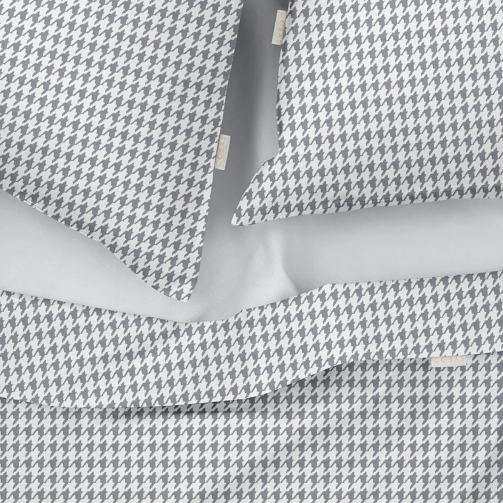 Комплект постільної білизни Cosas Houndstooth Євро сірий (TweedGreyWhite_El160-01White_200) - фото 3