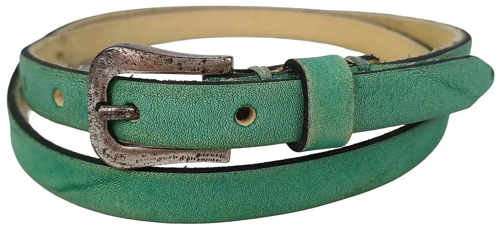 Ремінь жіночий вузький шкіряний B.Belt вінтажний ручна робота натуральна шкіра Бірюзовий - фото 3