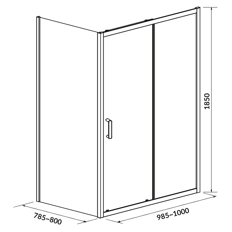 Душова кабіна Cersanit Basic 100x80 см прямокутна розсувна прозоре скло без піддону хром S158-006, Хром, прозорий, хром - фото 2