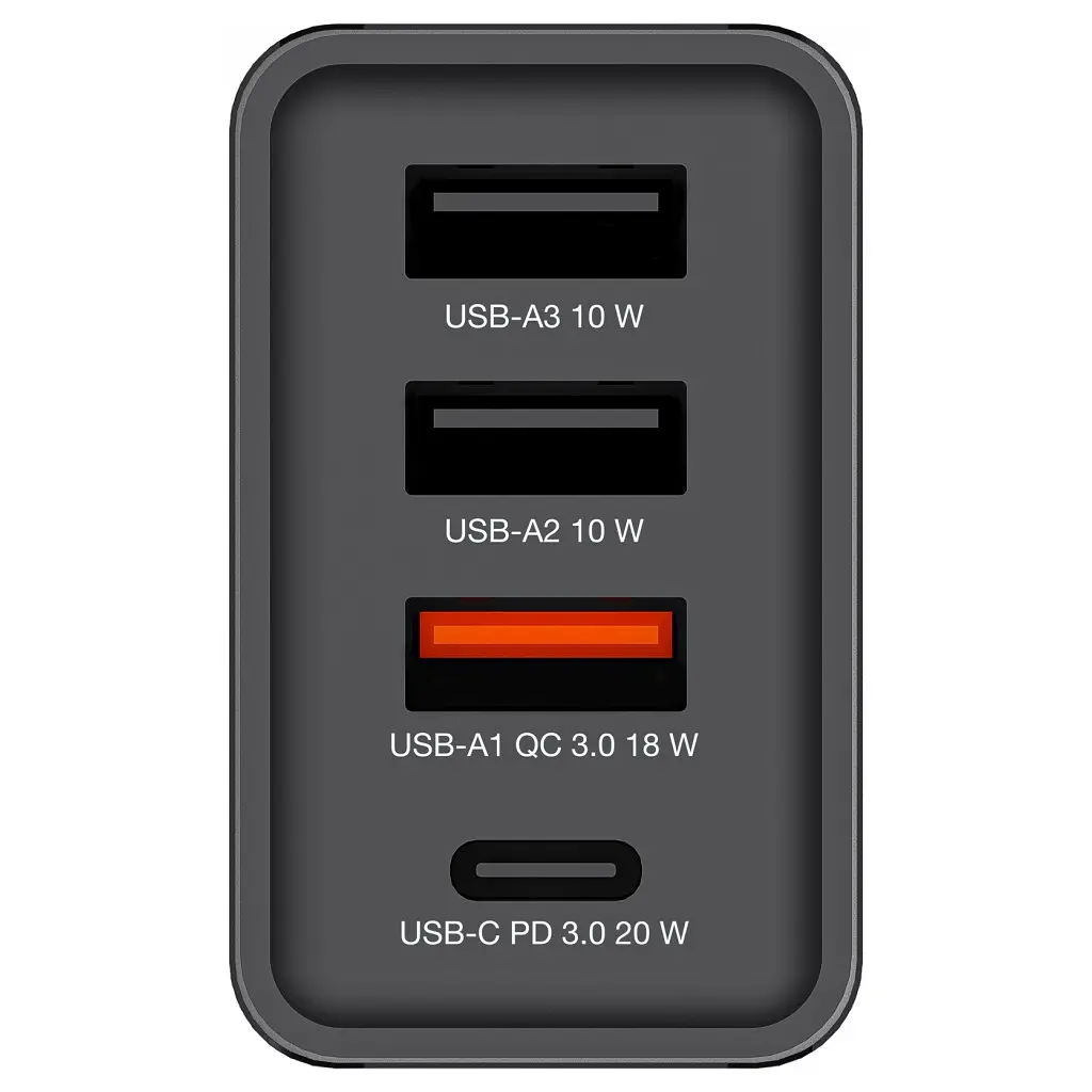 Зарядний пристрій Verbatim USB 30 Вт PD 3.0 4 порти чорний (49700) - фото 4