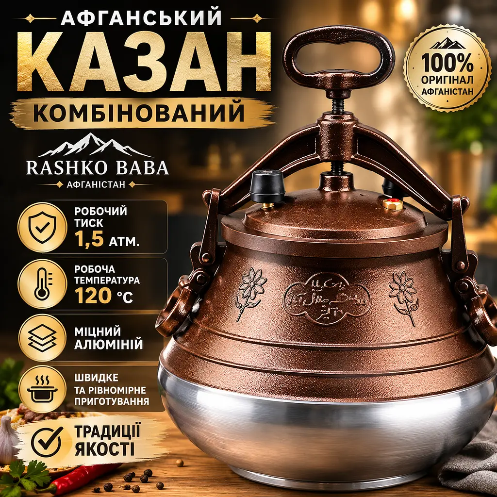Афганський казан комбінований RASHKO BABA 15 л алюмінієвий для плову, м’яса, шурпи - фото 3
