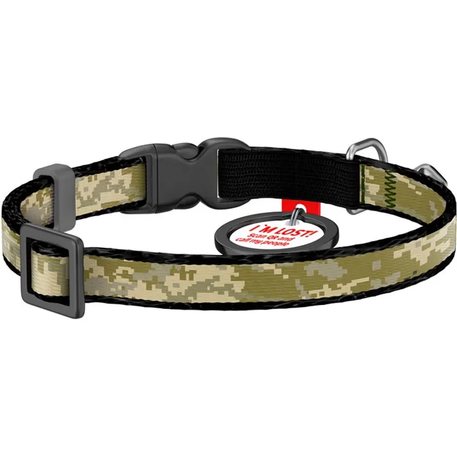 Нашийник для котів Waudog Nylon Мілітарі з QR-паспортом XS 20-30х1 см - фото 2