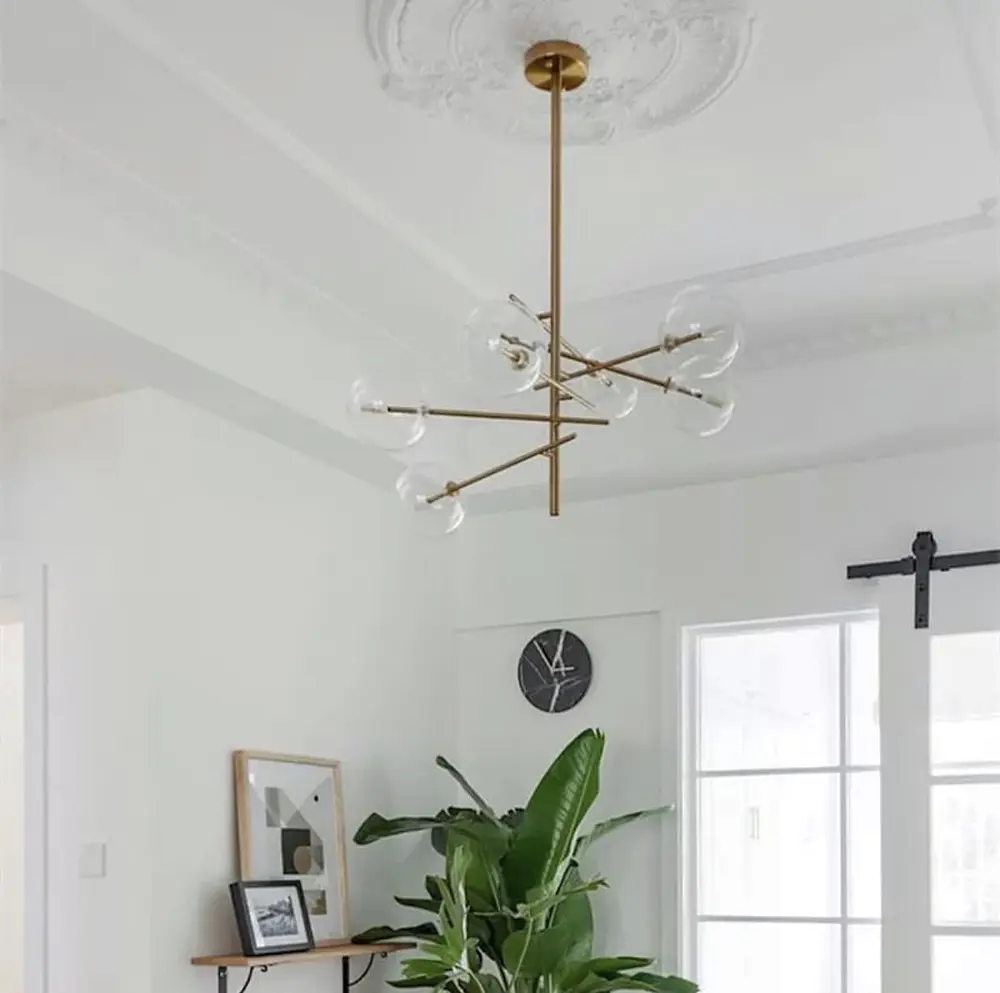 Люстра в корпусе металла цвета латунь на 6 или 8 прозрачных плафонов | Ст. Y 8828 | Line F - фото 3