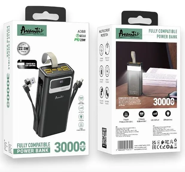 Повербанк Avantis A388 30000 mAh Black - фото 3
