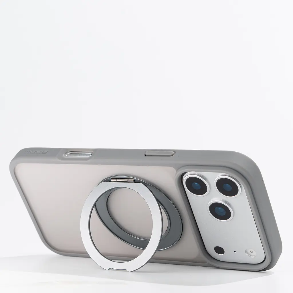 Противоударный чехол-панель для Apple iPhone 17 Pro Max, Unit Stand2, серый, силикон + поликарбонат, защита всего корпуса, с подставкой, поддержка магнитных держателей и беспроводной зарядки (MagSafe), ArmorStandart (ARM86339) - фото 4