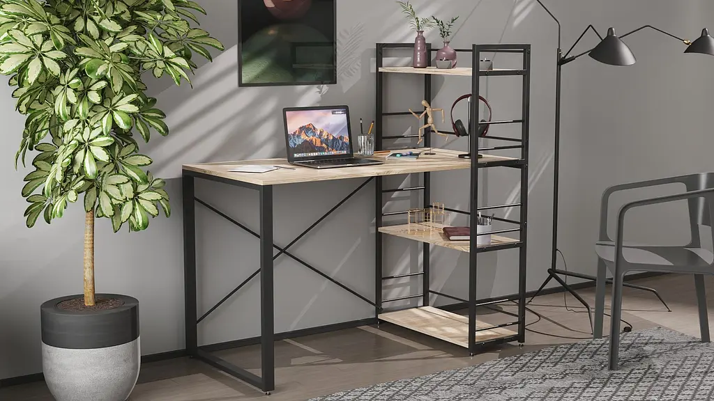 Письмовий стіл Ferrum-decor Серії Конект з етажеркою 75x120x60 чорний ДСП Дуб Сан-Марино 16мм (FRD-104220) - фото 2
