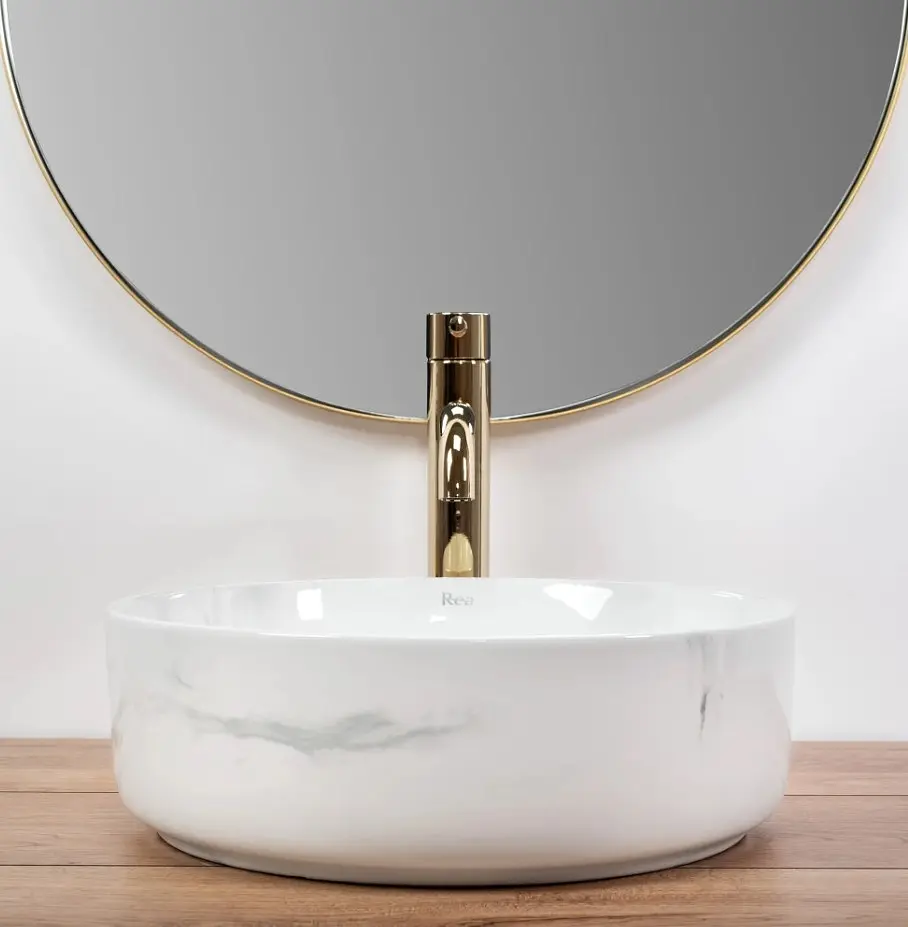 Умивальник Rea Sami 35,5x35,5 nature marble (REA-U6606), Глянцева - фото 5