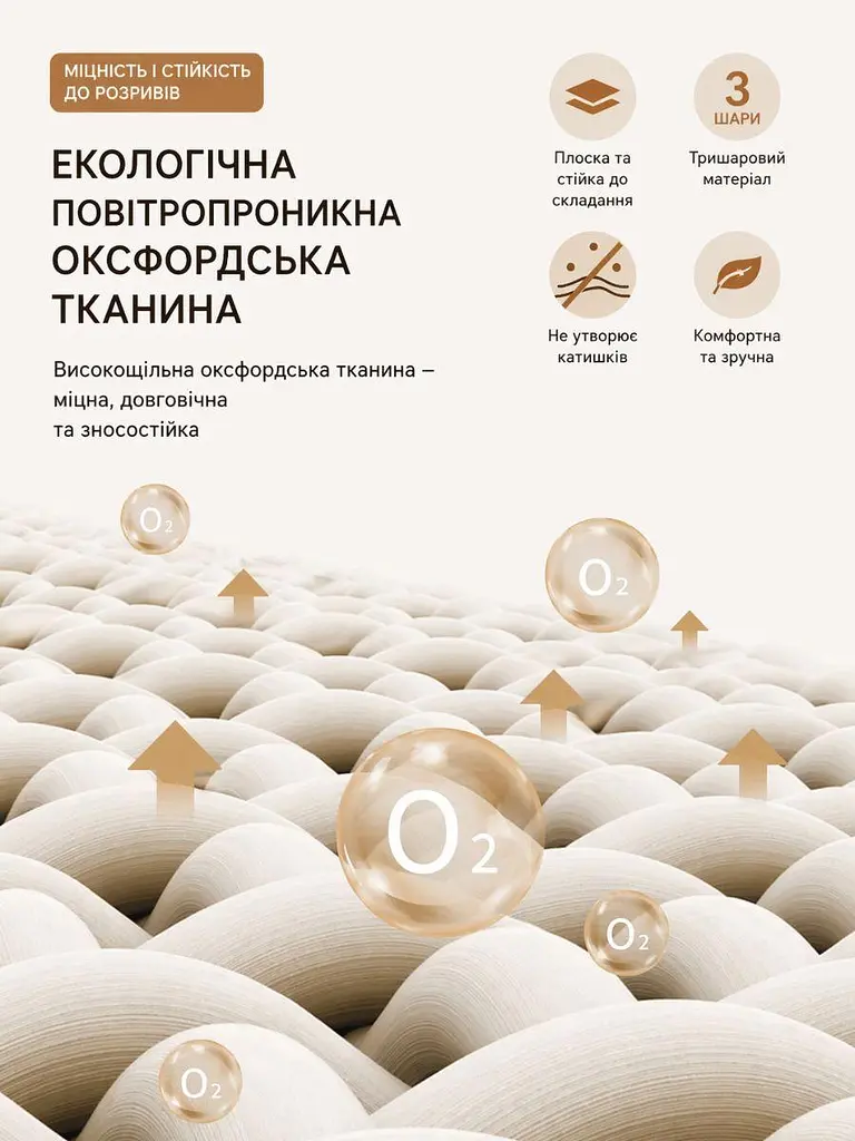Складаний туристичний стілець, повітропроникна тканина Oxford 600D, посилена конструкція, до 115 кг, бежевий (49675844) - фото 8