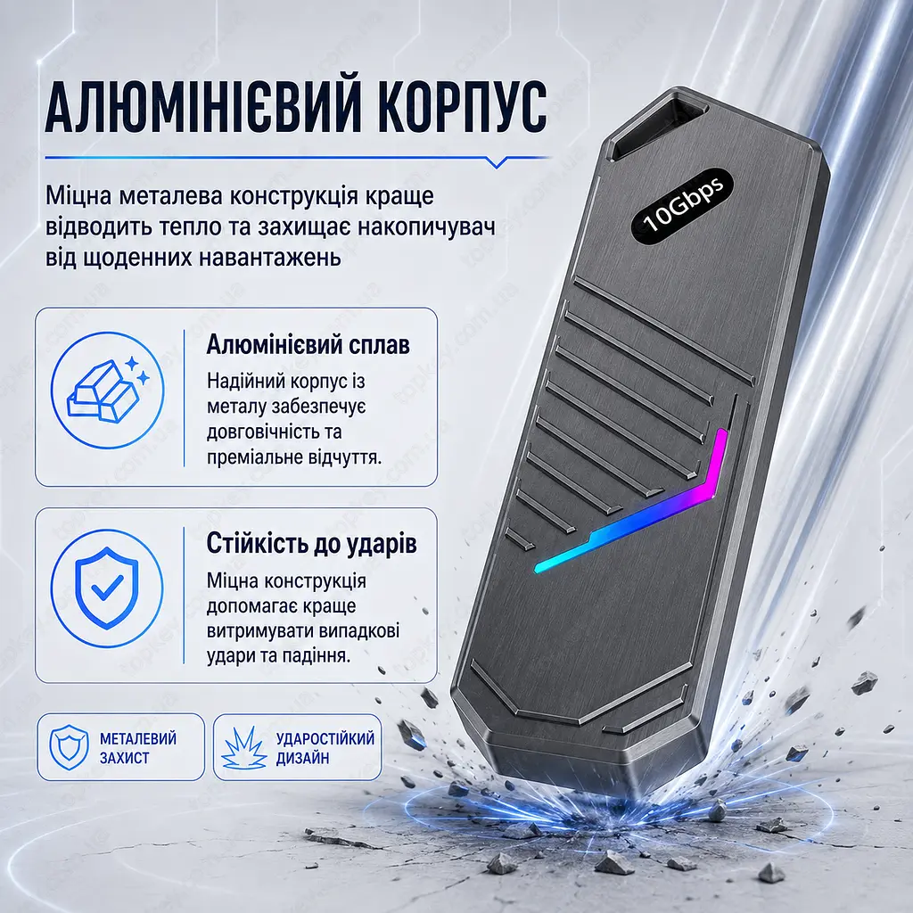Зовнішня кишеня для SSD M.2 NVMe кишеня M.2 USB-C корпус для SSD M.2 USB 3.2 Gen2 10Gbps перехідник M.2 NVMe на USB - фото 6