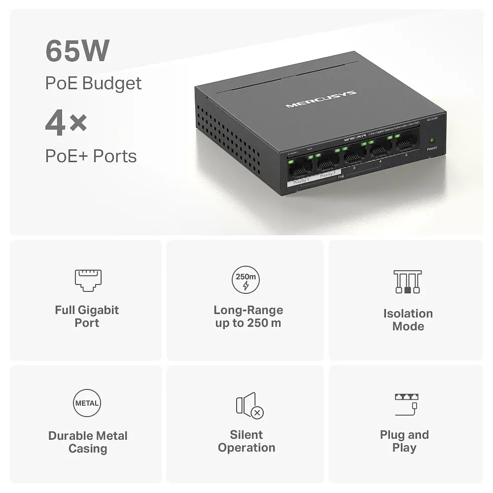 Комутатор Mercusys MS105GP - фото 7