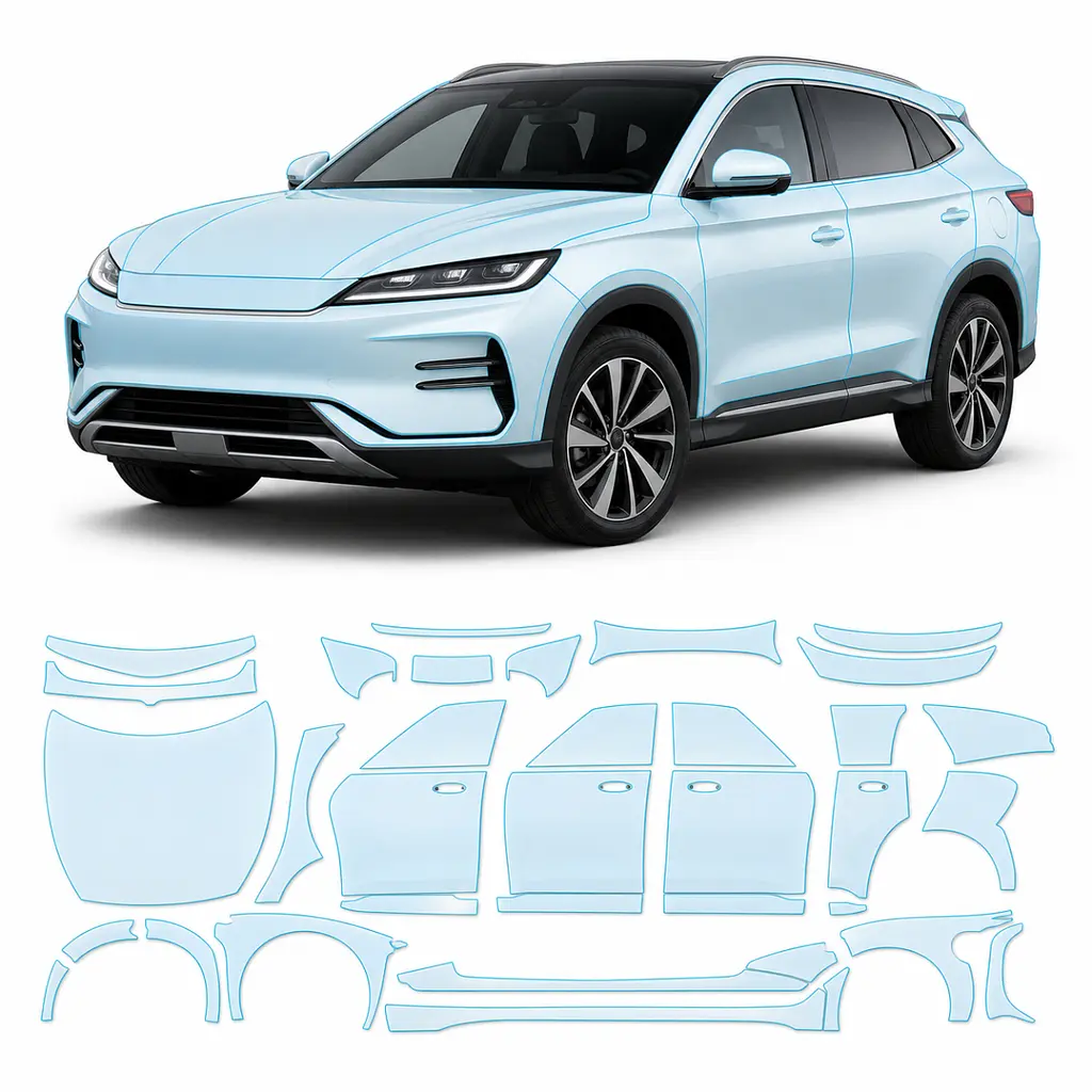 Антигравійна захисна бронеплівка за лекалами для BYD Song Plus I facelift 2023- повний кузов