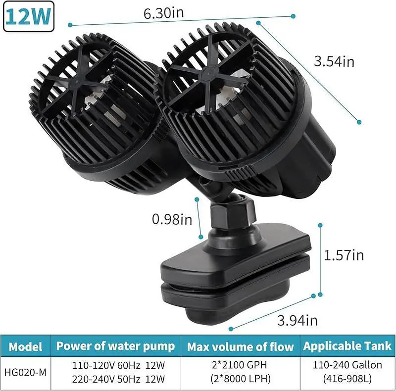 Безшумний циркуляційний насос для акваріума hygger 2*8000 л/ч - фото 3