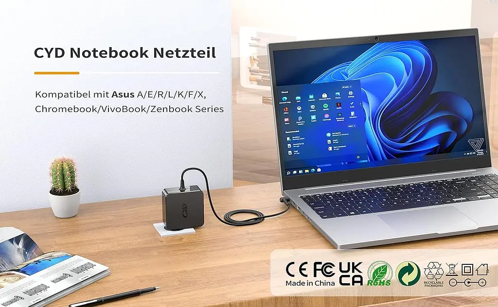 Блок живлення CYD 45 Вт 19 В 2.37 A (4.0 x 1.35 мм) для ноутбуків ASUS Vivobook, ZenBook, Transformer Book чорний (SKU-064) - фото 3