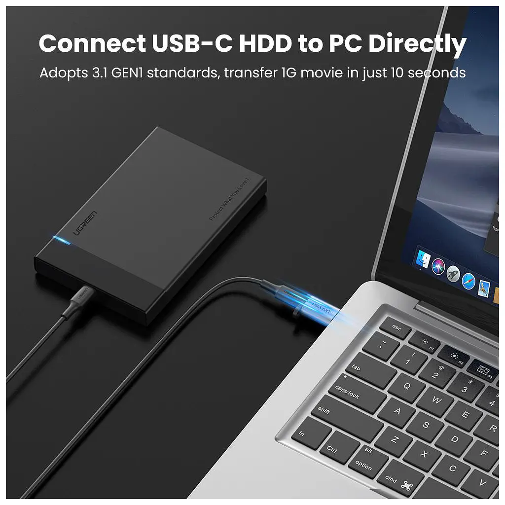 Перехідник USB 3.0 AM to USB-C F gray Ugreen (50533) - фото 4