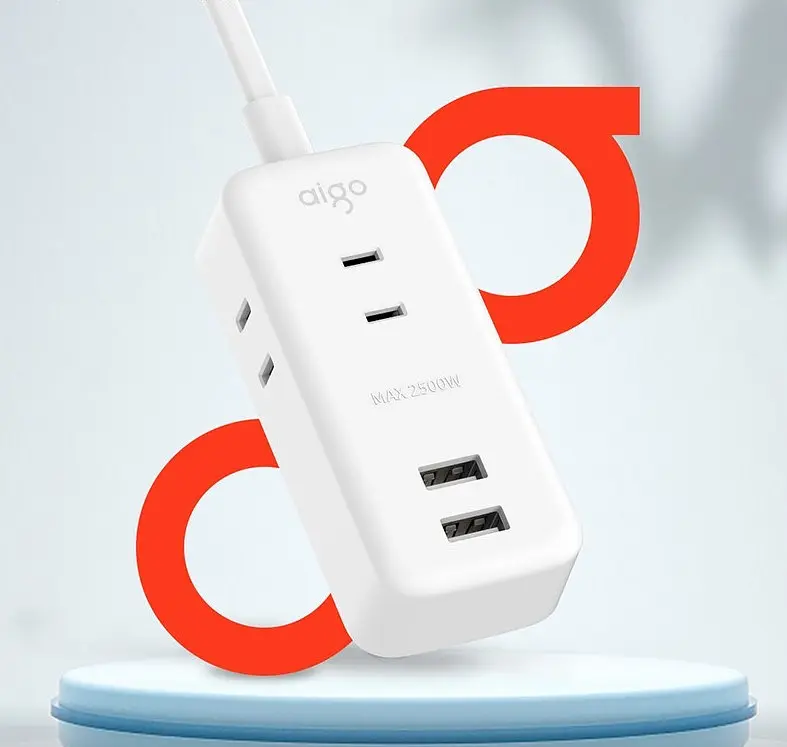 Подовжувач фільтр Aigo Power Strip (3 розетки та 2 USB) 1 m AC0320 - фото 6