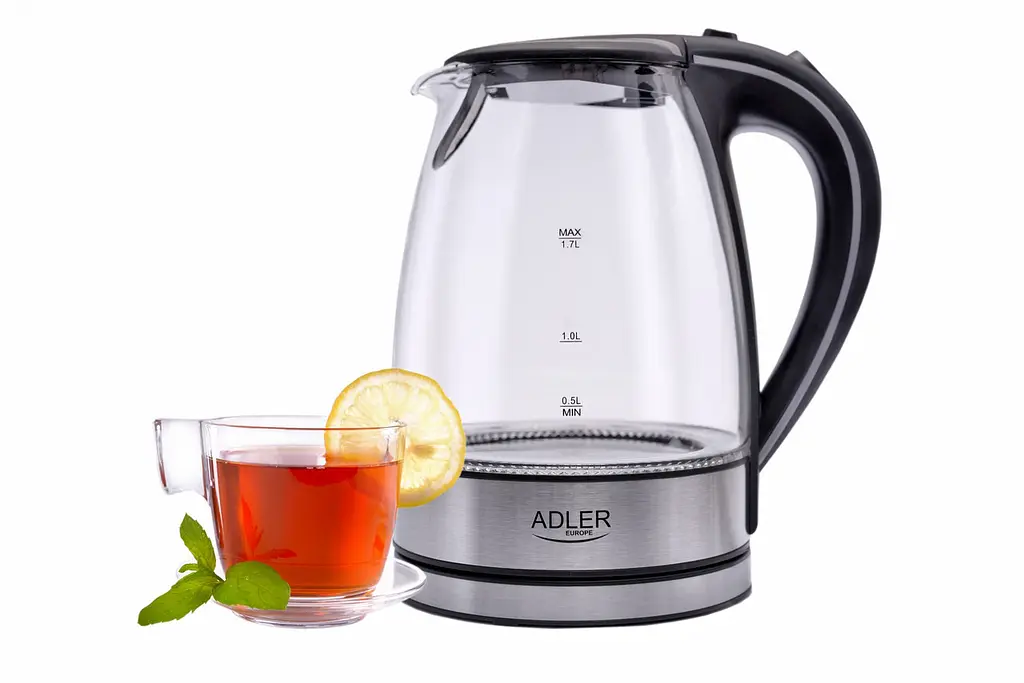 Скляний електрочайник Adler AD 1225, 1,7 л, із підсвічуванням, 2200 Вт, чорний - фото 3
