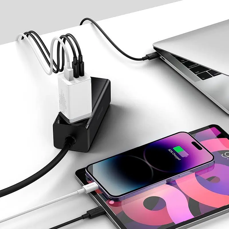 Адаптер блок сетевой Baseus GaN5 Pro Fast Charger 65 W+C to C cable белый - фото 8