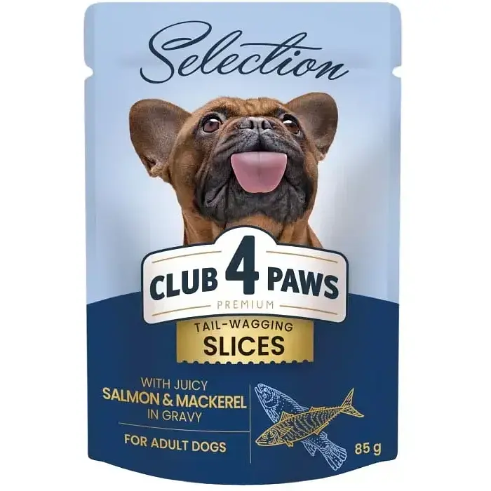Вологий корм для собак Club 4 Paws Premium Selection pouch лосось та макрель 85 г 12шт (B5530601)