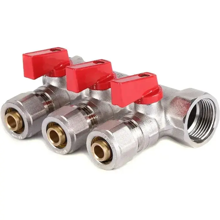 Колектор з кульовими кранами і фітингом Koer KR.1125-3 3/4"x3 ways KR2836
