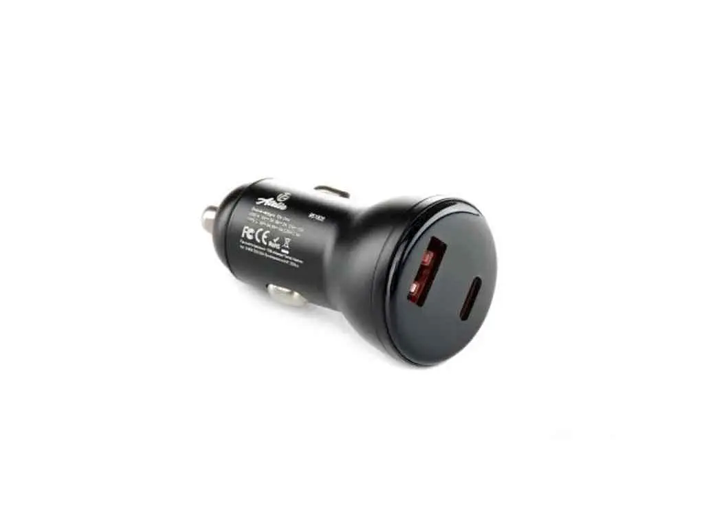 Зарядний пристрій 12 Atelie 12V Автомобільний USB/Tipe-C (24V - 5V 3A) чорний