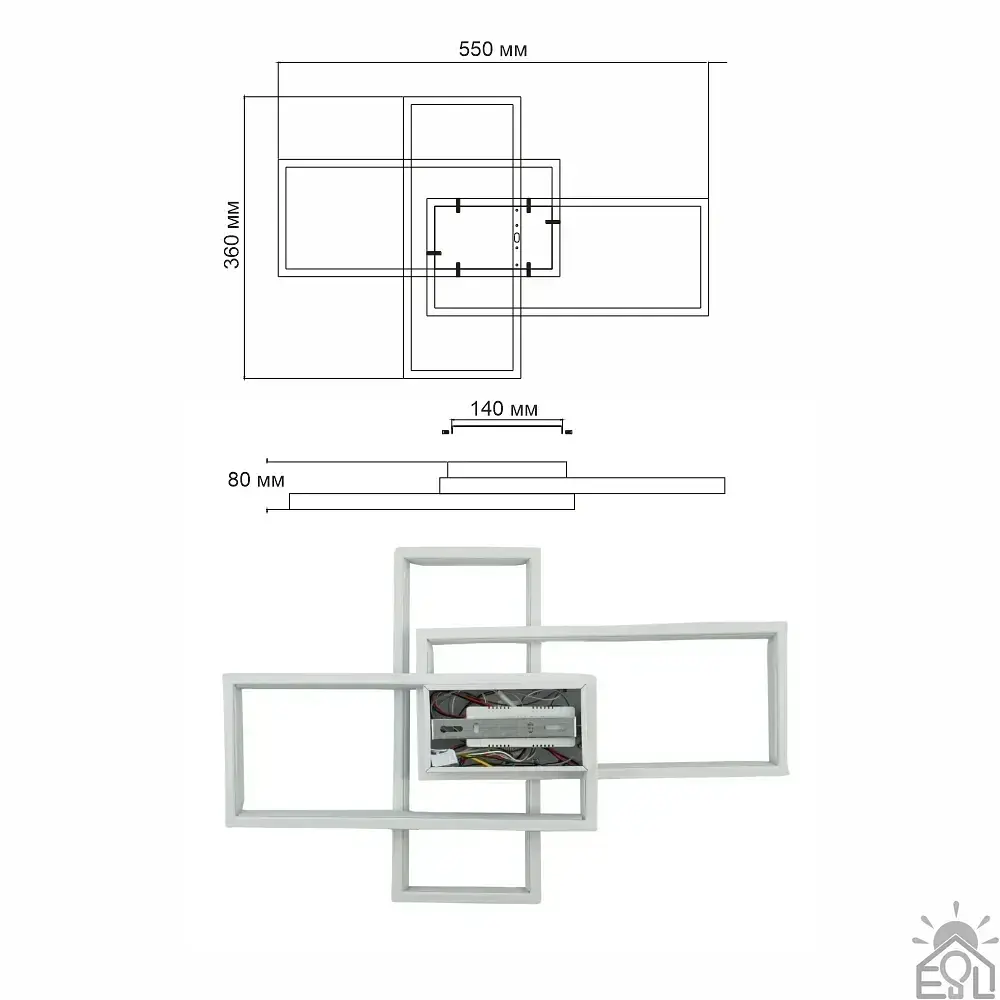 Смарт люстра керована світлодіодна SVEN 3S 65 Вт 550x360x80 мм Біла ESLLSE - фото 7