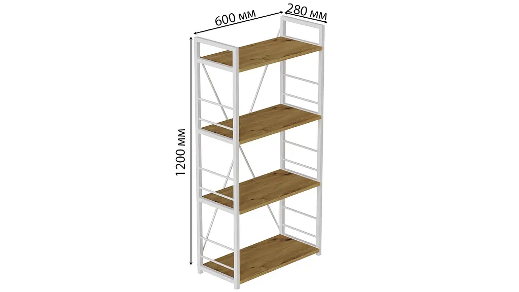 Етажерка 4/60 Ferrum-decor Серії Коннект 120x60x28 білий ДСП Дуб Артізан 16мм (FRD-104244) - фото 4