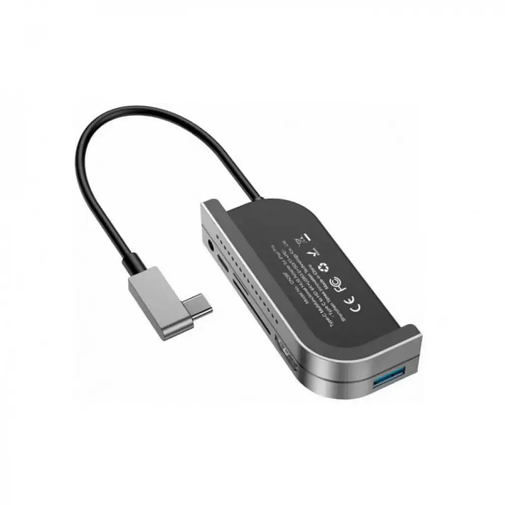 USB-хаб Baseus Bend Angle No.7 Multifunctional Type-C HUB Converter (Upgrade) CAHUB-CWJ0G Space Grеy - фото 2