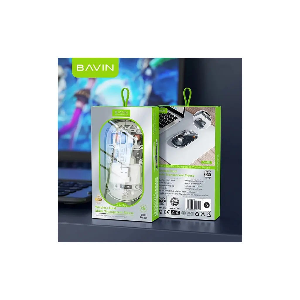 Мишка BAVIN G-K-993 Wireless/Bluetooth Black (G-K-993-BK) - фото 11