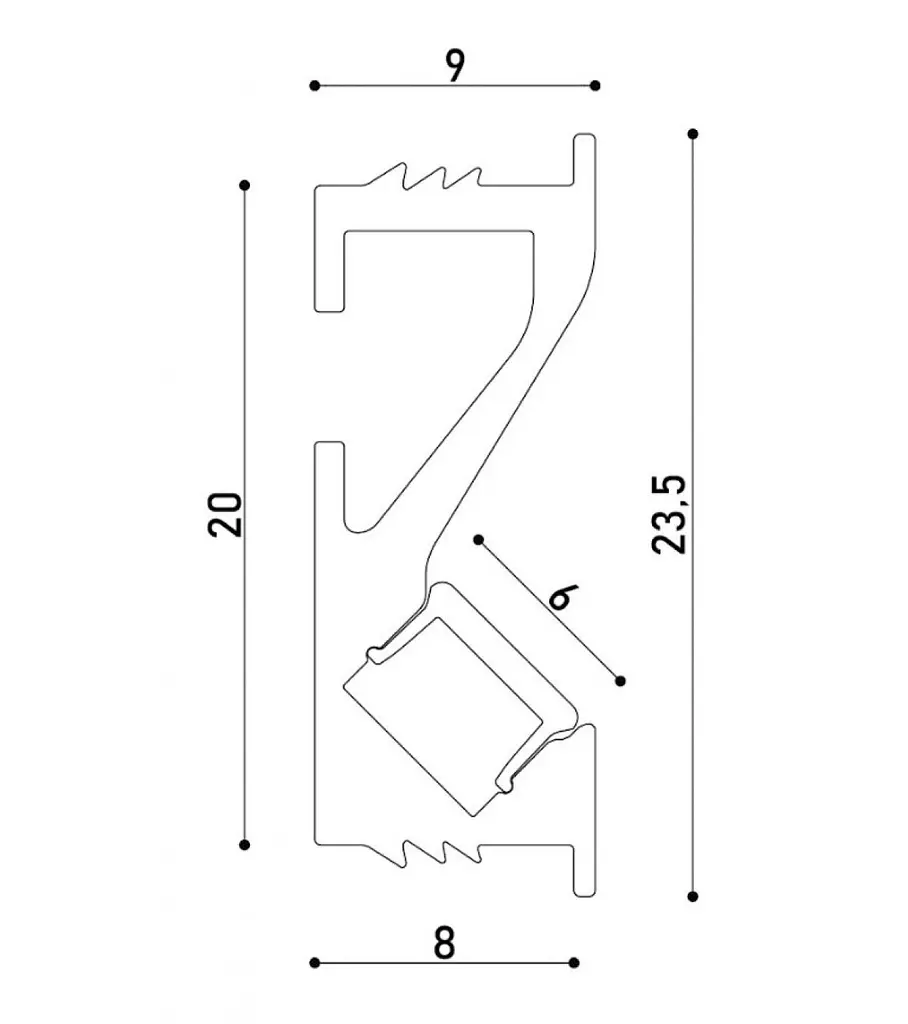 LED профіль меблевий з розсіювачем PC 3 м Kloodi KLP2009 3 BK - фото 2