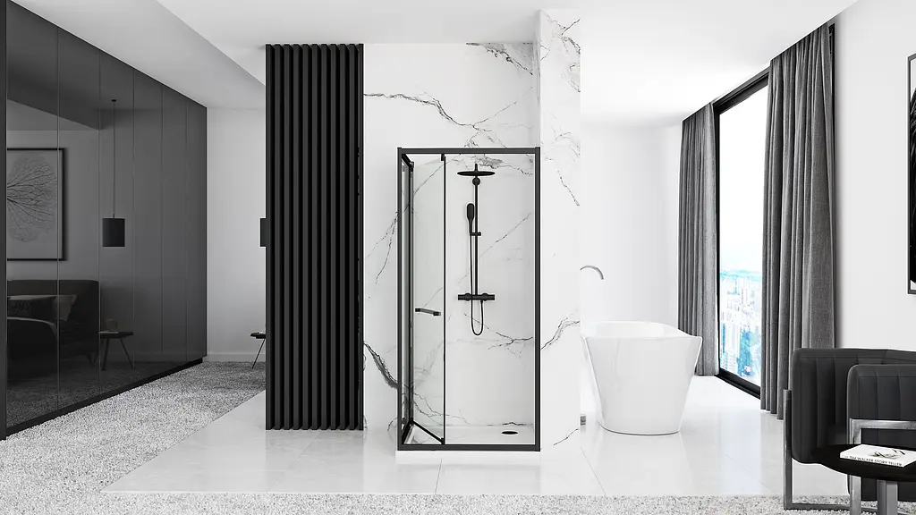 Душова кабіна Rea Space In 80x100 black REA-K8882, Чорний, Універсальна, прозорий - фото 6