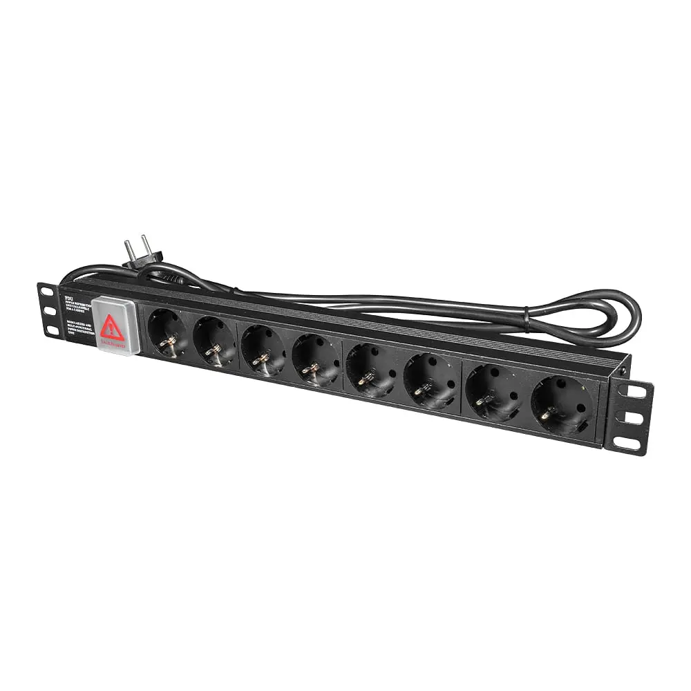 Блок розеток E-NET PDU/8M-16А Black на 8 розеток Schuko, з вимикачем (25-00065) - фото 2