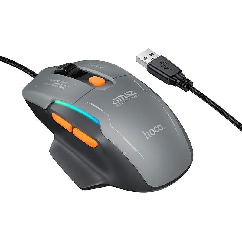 Миша HOCO Reddy RGB gaming wired mouse GM52 |6 keys, 800/1600/2400/3200/4800/12800 DPI|