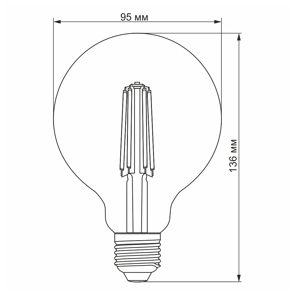 LED-лампа Videx Filament G95FAD 7W E27 2200K димована бронзова (23977-000) - фото 4