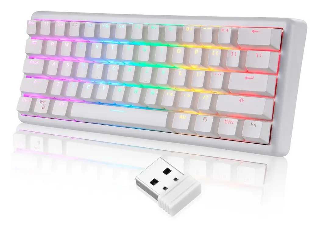 Клавіатура ігрова механічна Motospeed SK-66 Wireless White Hot Swap Gateron Blue - фото 2