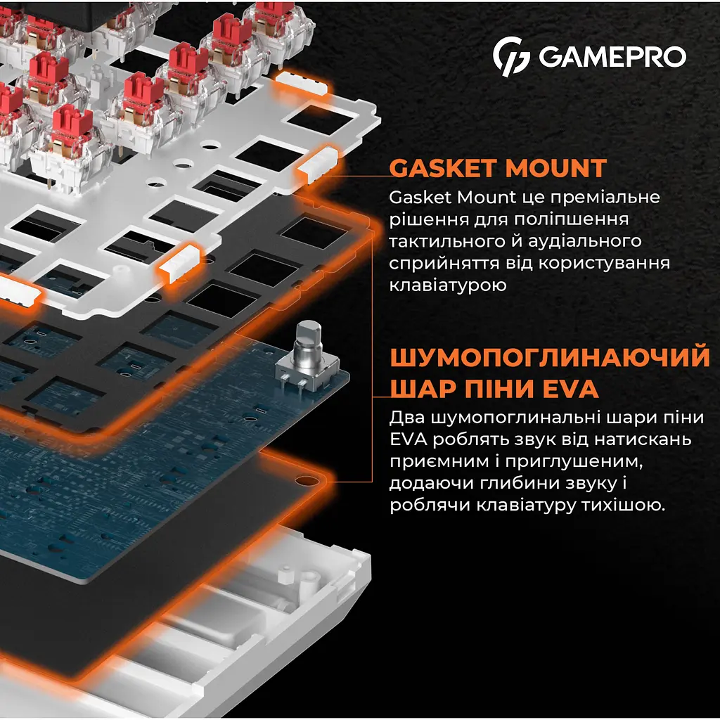 Клавиатура GamePro Red с Hot-Swap RGB White проводная механическая (MK160W) - фото 11