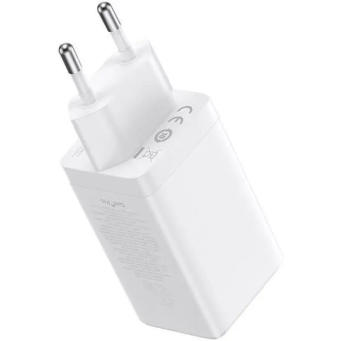Зарядное устройство Baseus GaN5 Pro 65W 2×Type-C + USB с кабелем Type-C to Type-C 100W 1 м White (CCGP120202) - фото 2