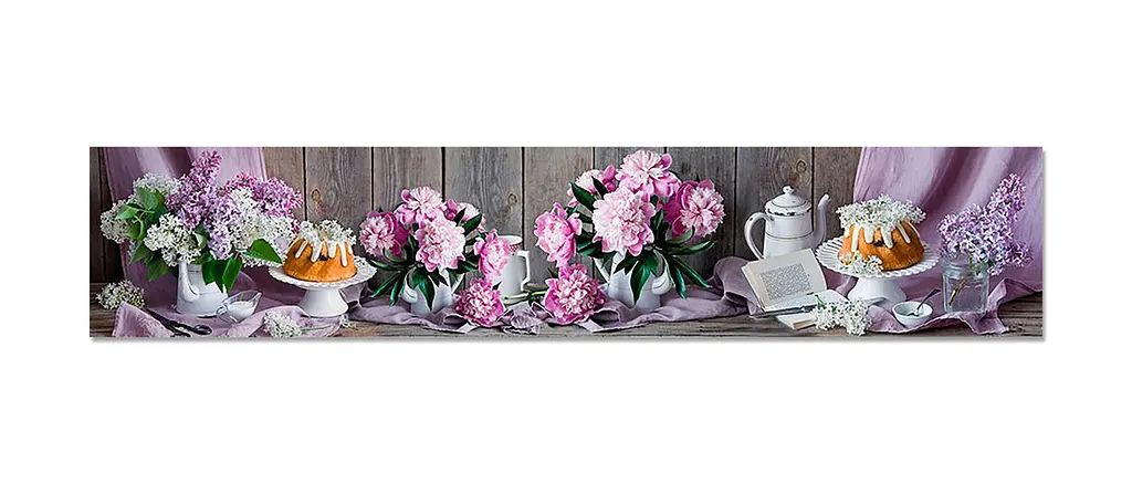 Кухонний фартух Півонії та Бузок для кухні наклейка Квіти букети дошки Рожевий 60х300 см Happy Pocket Z180467 - фото 7