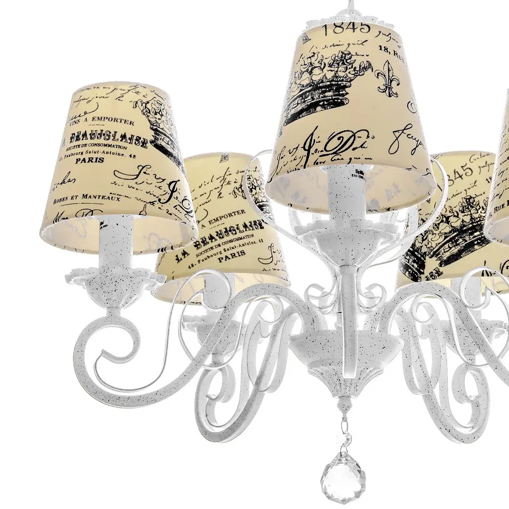 Люстра подвесная Brille прованс с абажуром E14 40W WH (BKL-661S/5) - фото 4