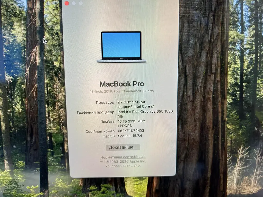 Ноутбук Apple MacBook Pro 13" 2018 A1989 i7-8559U/16/500 (C02XF1K7JHD3) Б/в - фото 9