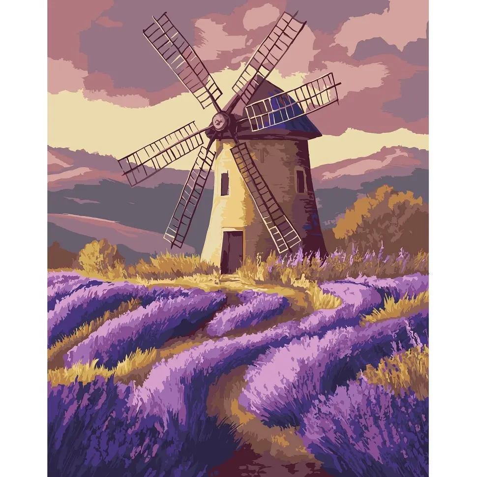 Картина за номерами "Млин у сутінках" arttem_illustration 11089-AC 40х50 см